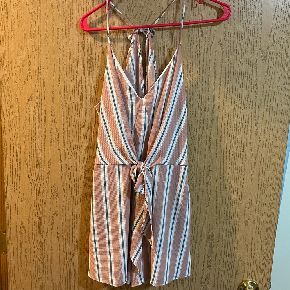 Hummingbird Pink Striped Romper - Medium